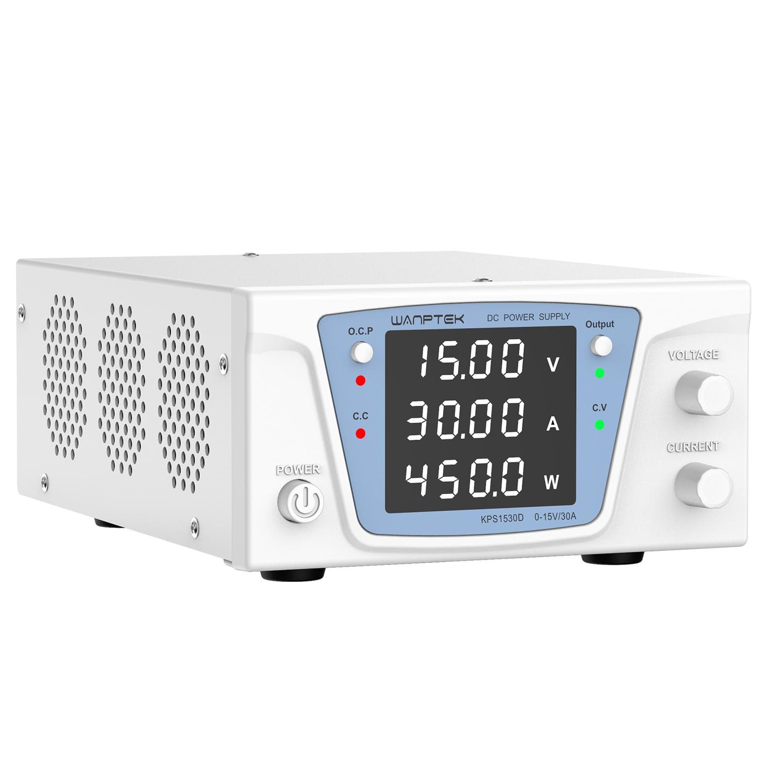 WANPTEK DC Power Supply Variable 100V 5A Bench Power Supply High Power with 4-Digit LED Display UK Plug 15V 30A white