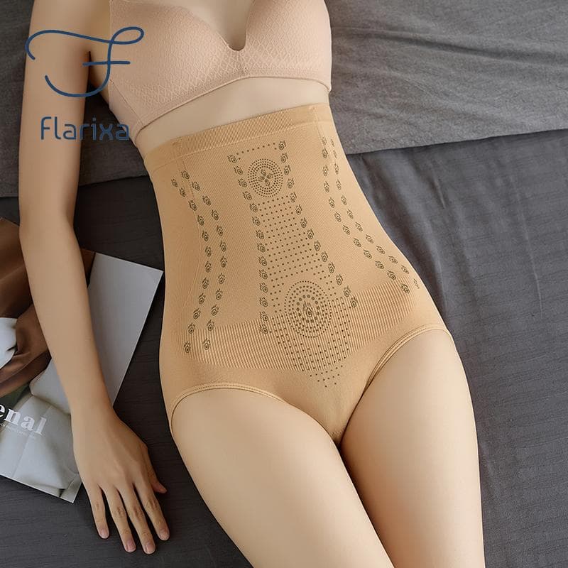 Flarixa Women High Waist Tummy Control Panties Flat Belly Panties Seamless Briefs Postpartum Slimming Underwear Body Shaper Pant XXL beige