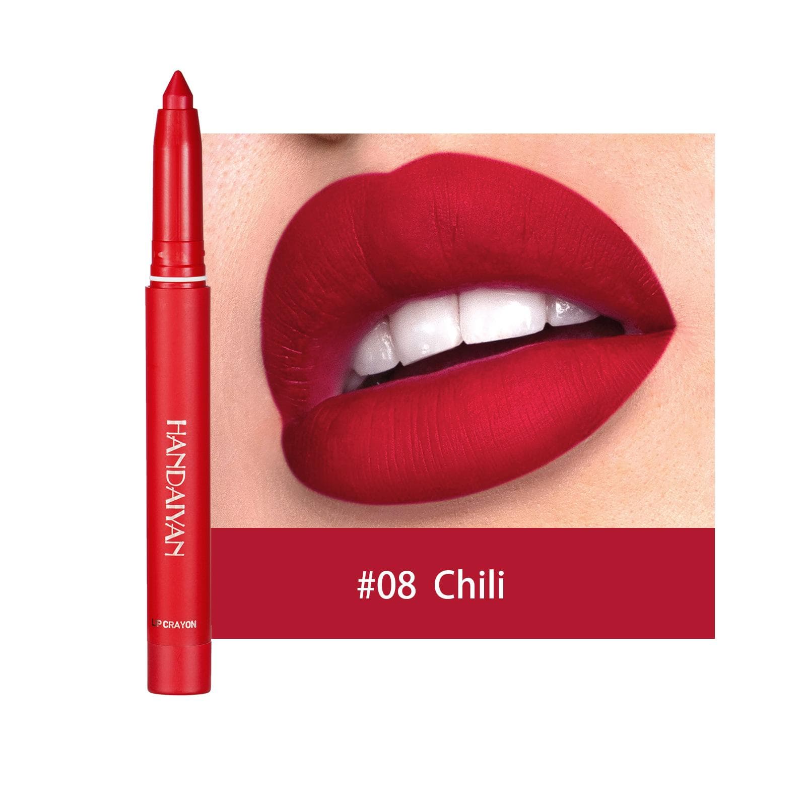 12 Colors Matte Waterproof Velvet Nude Lipstick Pencil Sexy Red Brown Pigments Makeup Long Lasting Profissional Lip Liner 08