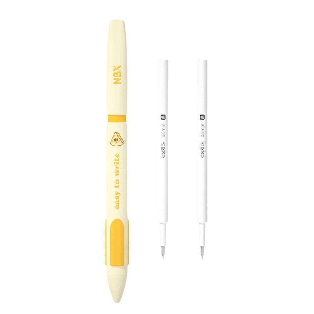 NBX Quickdrying Retractable Gel Pen Antifall Pinch 0.5mm Fine Point with 2 Extra Refills yellow