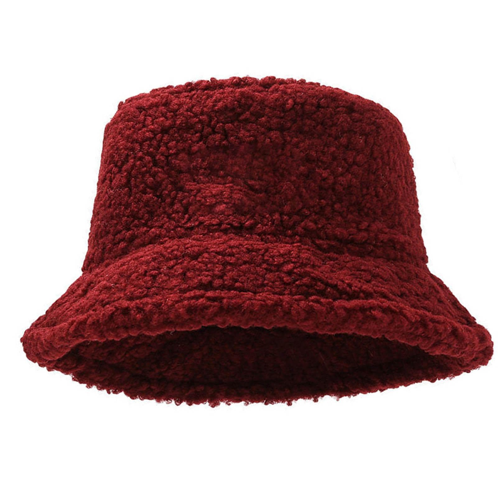 Bucket Hat Thicked Warm Embroidery Patterns Fashion Hat for Winer Autumn Women Girls Red red