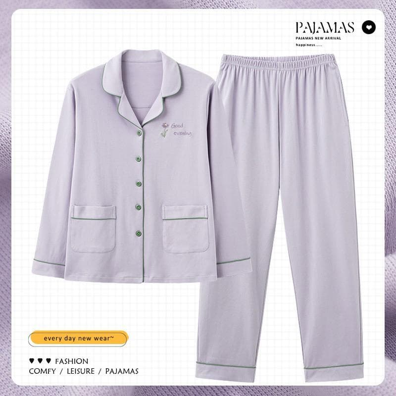 Women's 100% Cotton Pajamas: Thin, Loose, Long-Sleeved for Spring, Summer & Autumn - Wear Indoors or Out XXL