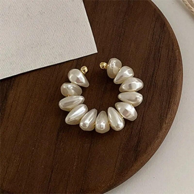 1Pc Simulation Pearl Ear Bone Clip Women Non Piercing Ear Cuff Retro Elegant Pearl Ear Clip Earrings Jewelry Gift white