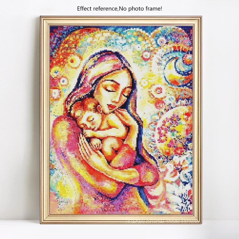 5D DIY Diamond Painting Portrait Mom and Baby Full Round Rhinestone Picture Embroidery 20X30