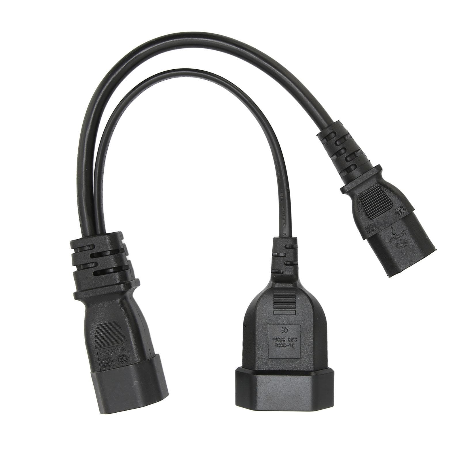 IEC320 C14 to IEC320 C13 and Power Cord Professional Y Splitter Power Plug Cord 12.6in 10A