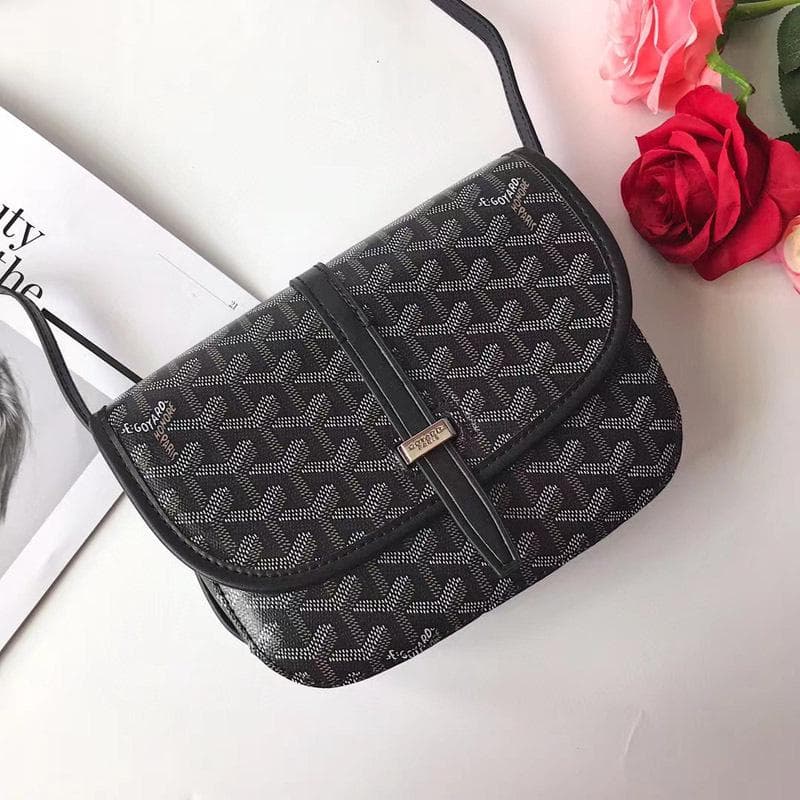 2024 Trendy Dogtooth Saddle Shoulder Bag - Women's Floral Messenger Handbag 22cm x 15cm x 6.5cm black