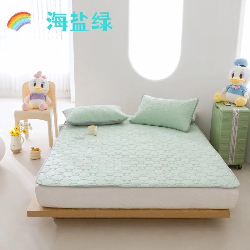 New Latex Three-Piece Set of Summer Sleeping Mat Ice Silk Dormitory Summer Washable Cartoon Soft Seat 180x200cm