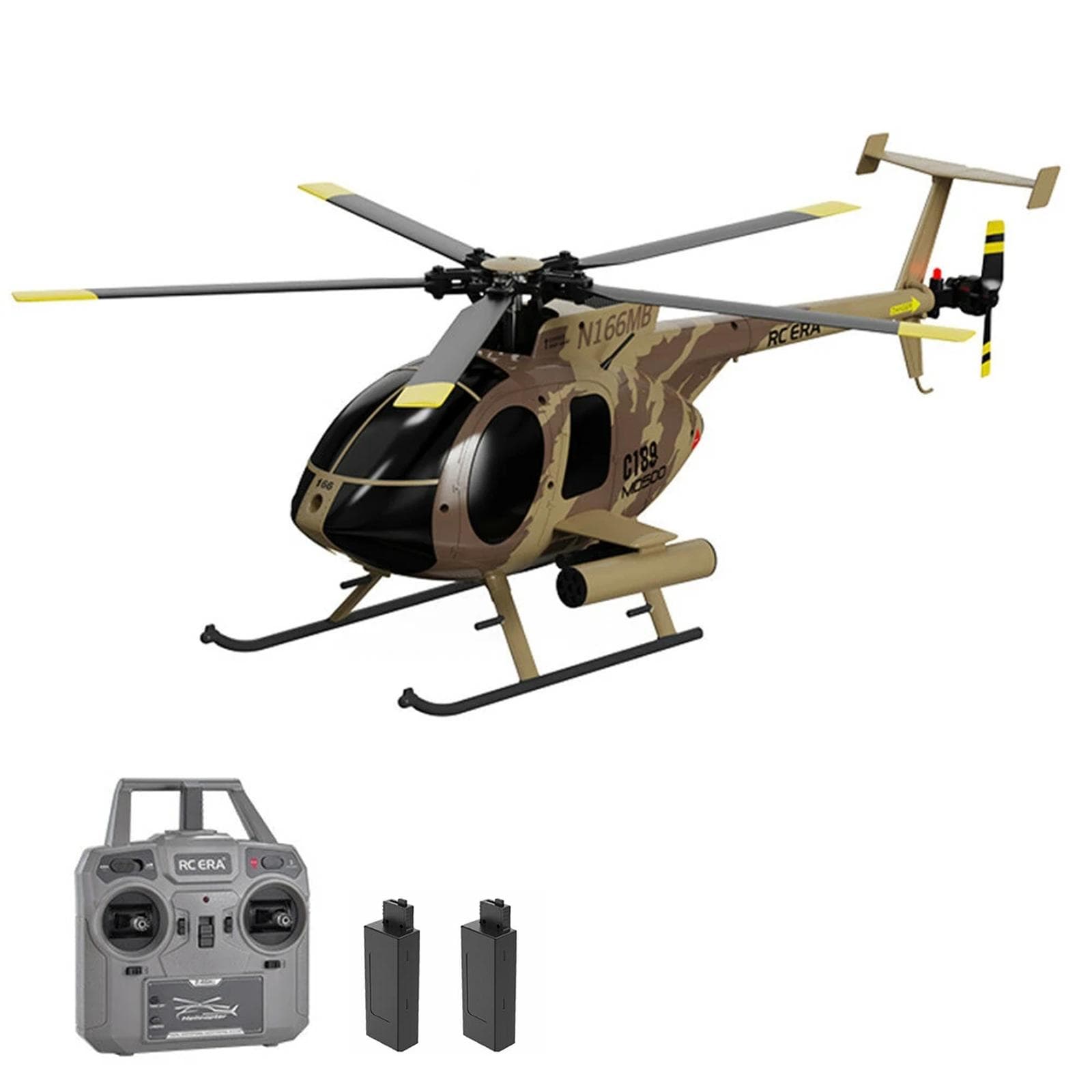 Remote Control Helicopter, 2.4G 4CH UAV 1:28 Fixed Height Single Blade Flybarless Remote Control 2 Battery camouflage