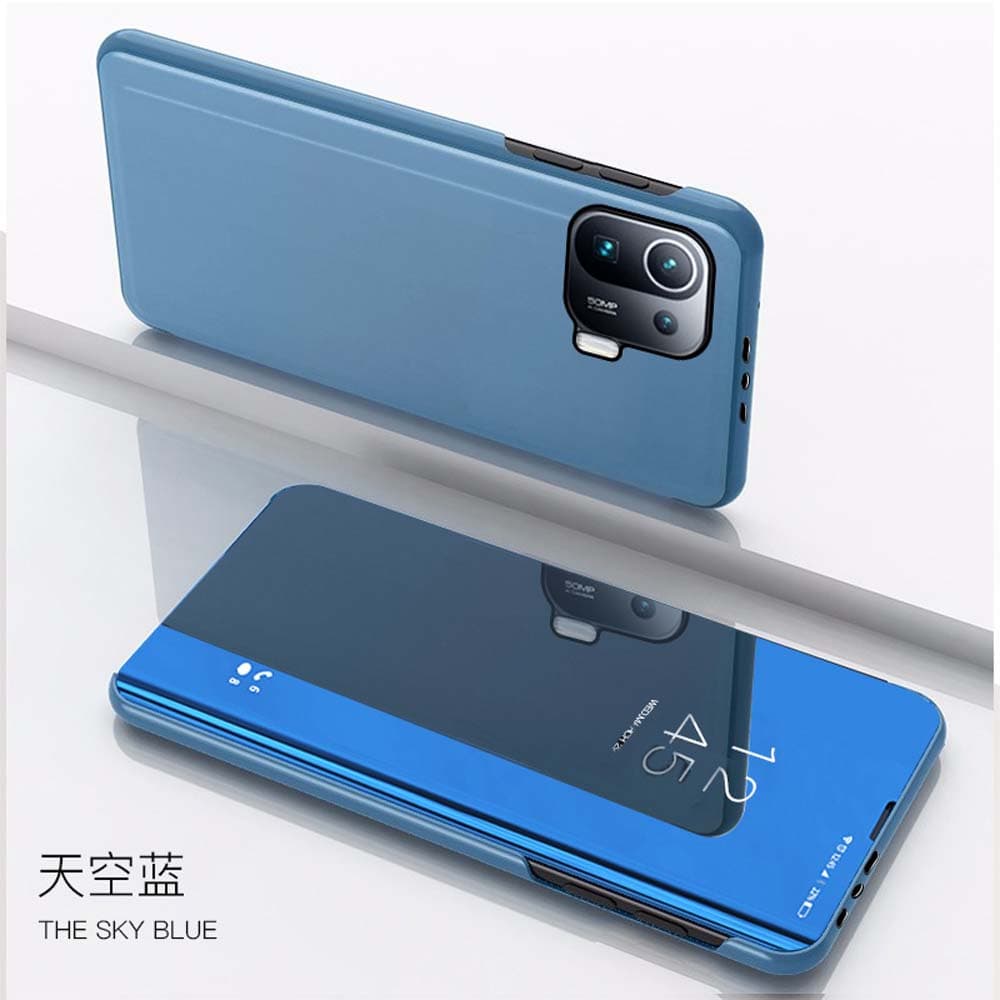 Fashion Luxury Smart Mirror Flip Case For Samsung Galaxy S25 S24 Ultra S23 S22 S21 S20 FE S25 Edge Cover Phone Bags Coque Etui Galaxy S21 Plus sky blue