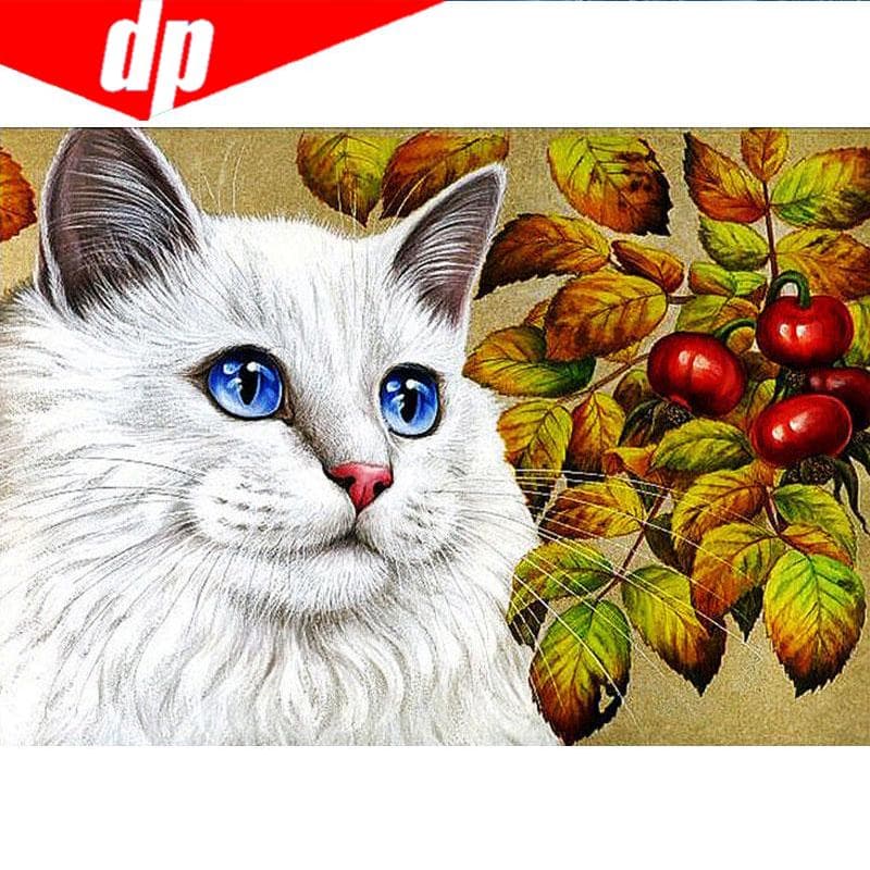 Round Rhinestone Diamond Embroidery Cat 5d Diy Diamond Painting Handicraft Cross Stitch 20X30