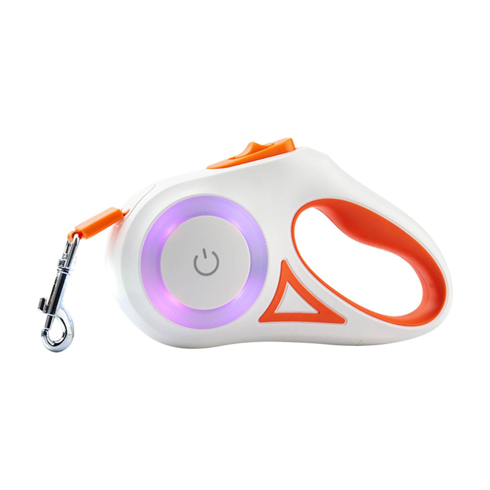 Retractable Pet Leash Ergonomic Handle Dog Walking Leash with LED Colorful Light for Puppy Beige 3meter / 9.8ft orange