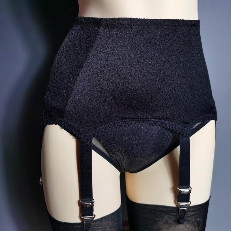 High Waist Non-Slip Garter Lace Underwear with 6 Adjustable Buckles XXXL black