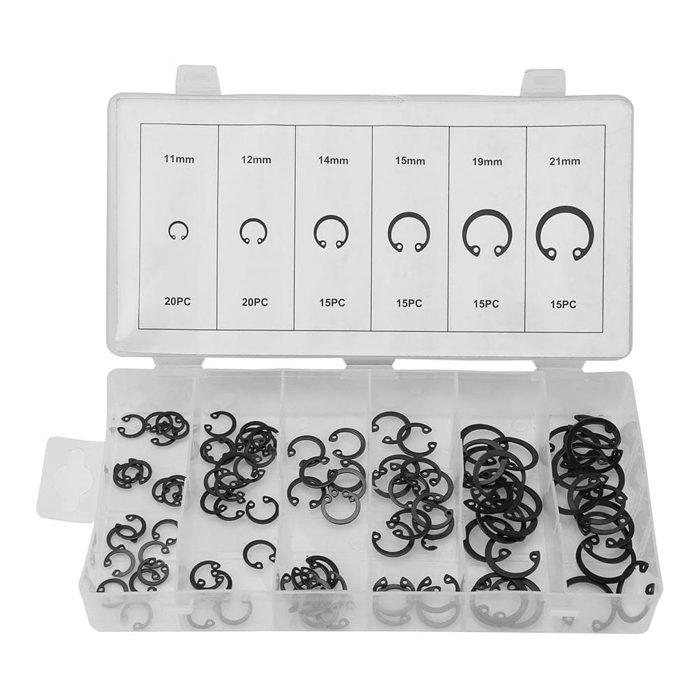 100pcs Snap Retaining Ring Circlip Assortment Set 11mm 21mm 6 Sizes with Box