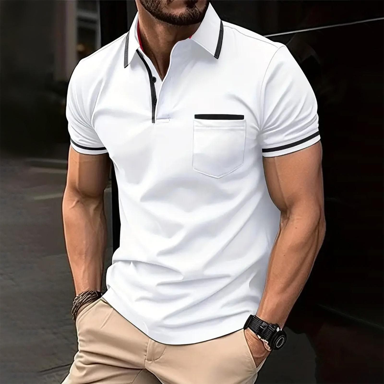 Charming Men's Shirt Super Light Short Sleeve Casual Men's Wear M white