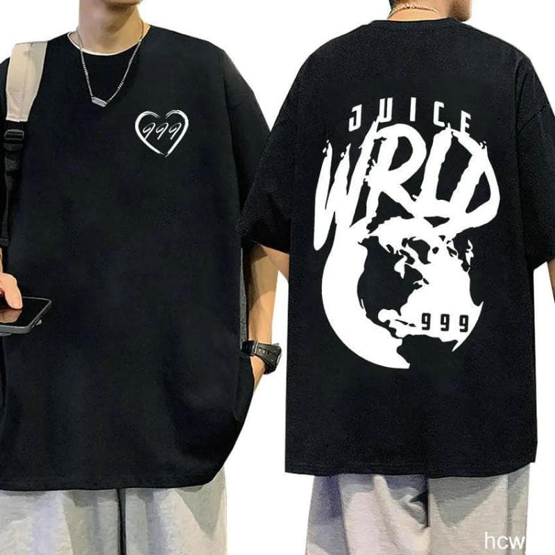 Rapper JUICE WRLD classic short sleeved printed T-shirt S beige/black