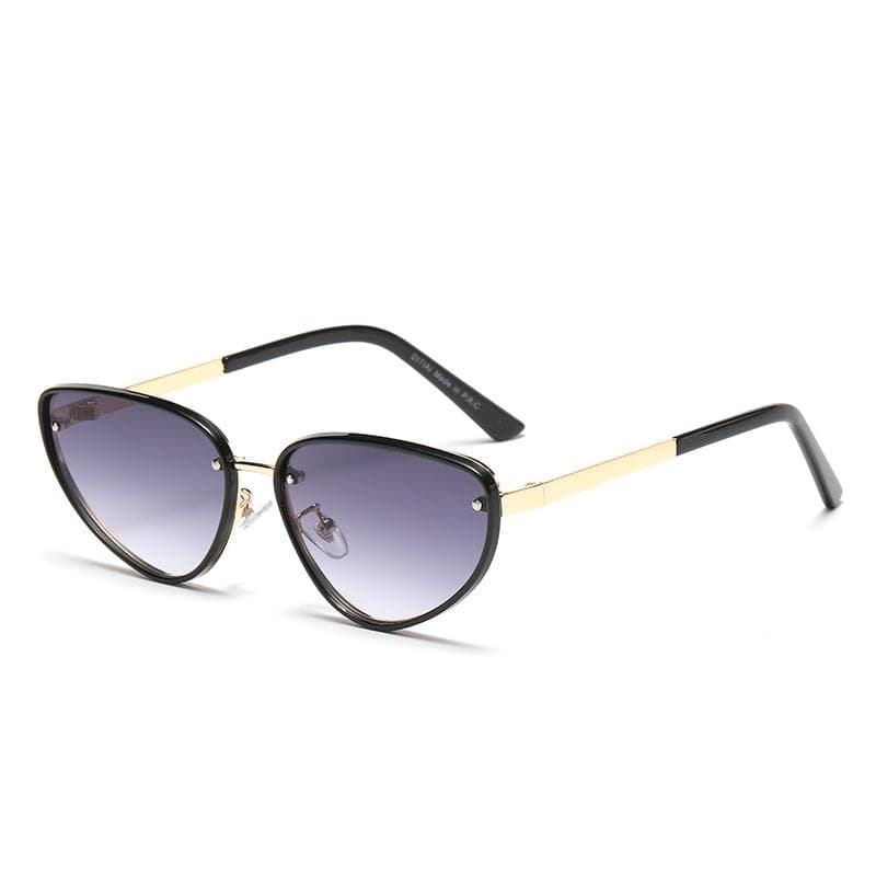 Fashion Metal Cat Eye Sunglasses Women Men UV400 Punk Trendy Black Designer Eyewear Cateye Brand Sun Glasses show as picture