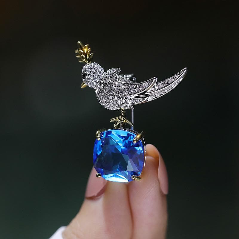 Men's Suit Safety Pin with The Same Style Stone Bird Brooch Temperament Women's Coat Accessories Safety Pin Anti Slip Buckle