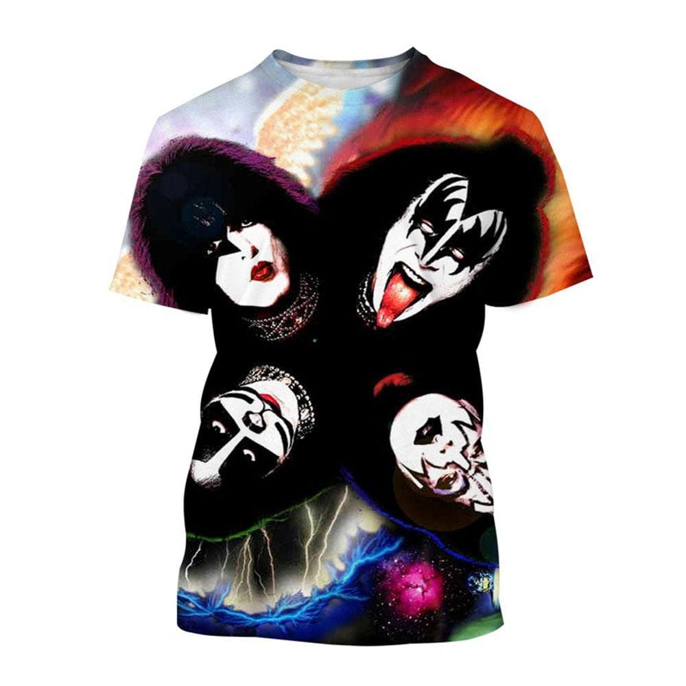 New Rock Kiss Band T Shirts 3D Print Men Woman Short Sleeve O-Neck T-shirt Streetwear Oversized Harajuku Kids Tops Tees Clothing 3XL