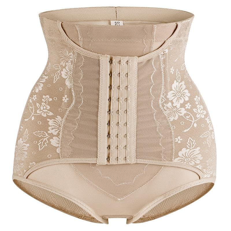Flarixa 2 in 1 Waist Body Shaping Underwear Hip And Abdomen Seamless Body Shaping Clothes High Waist Postpartum Slimming Briefs L beige