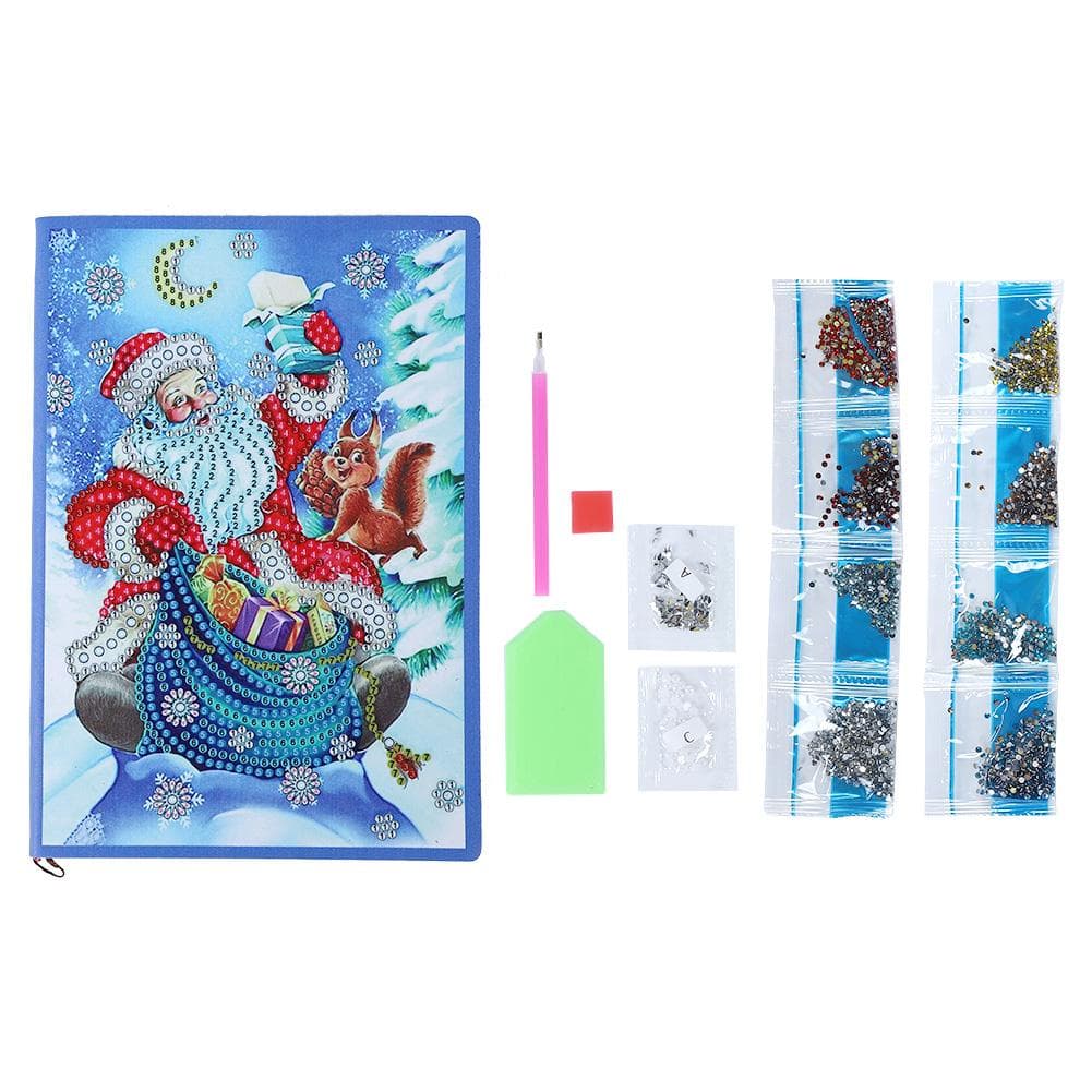 Santa Claus Pattern Diamonds Painting Notebook DIY Diamonds Pictures Kit Decoration Gift