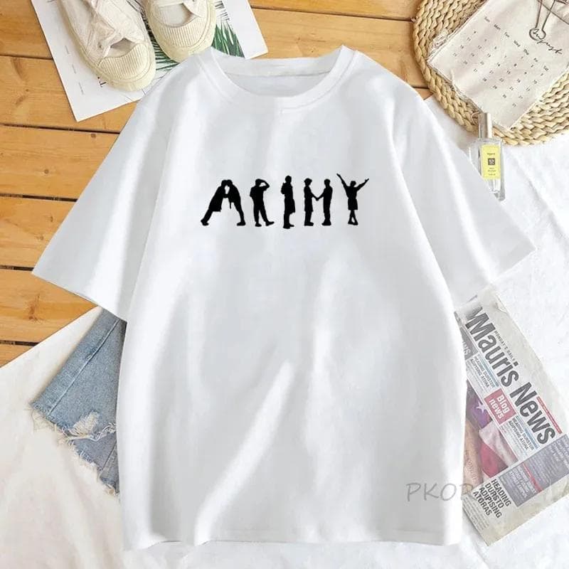 K Pop T Shirt Streetwear Women Army J-Hope T-Shirt Permission To Dance Men's Clothes Bangtan Kpop Merch Top Streetwear Tees XL white