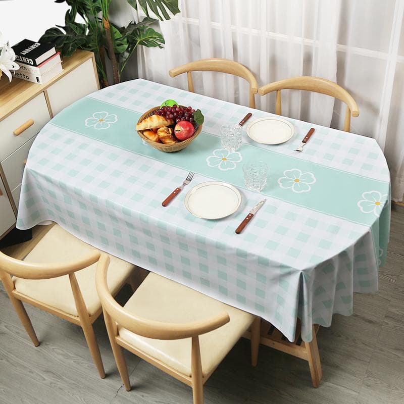 Oval Tablecloth Waterproof Oil Proof Pvc Table Cover case Decorative Dining Table Coffee Shop Wedding Decor Nice Table Cover 140x200cm 1pcs