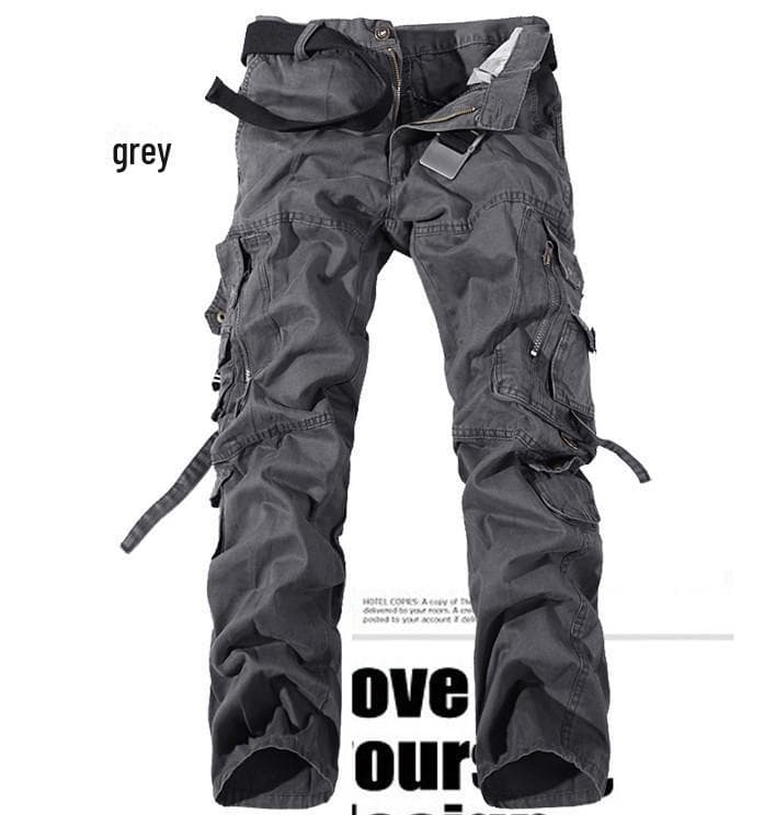 Men's Multi-Pocket Washed Overalls - Loose Fit, Large Size, Ideal for Outdoor Casual Wear 32 grey