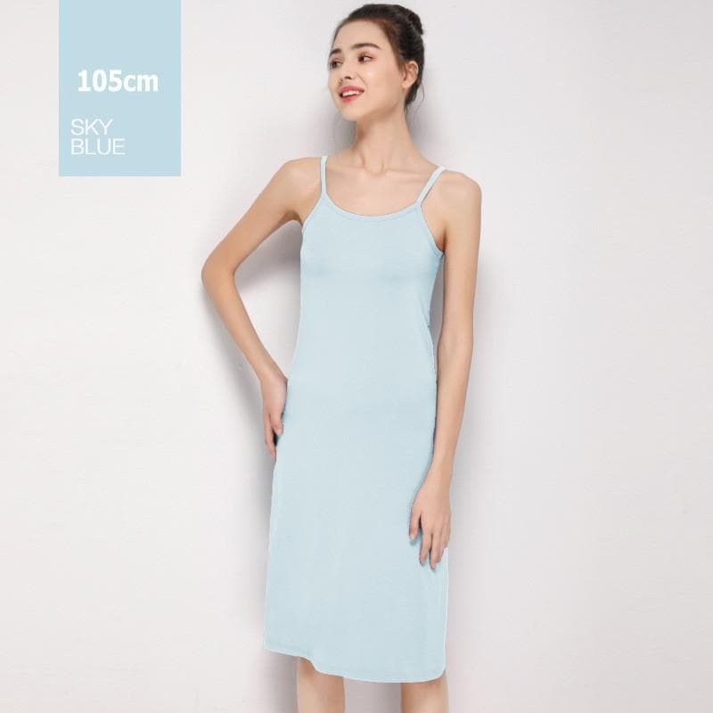 Modal Slip dress Women Spaghetti strap Underdress Inner Petticoat XL blue