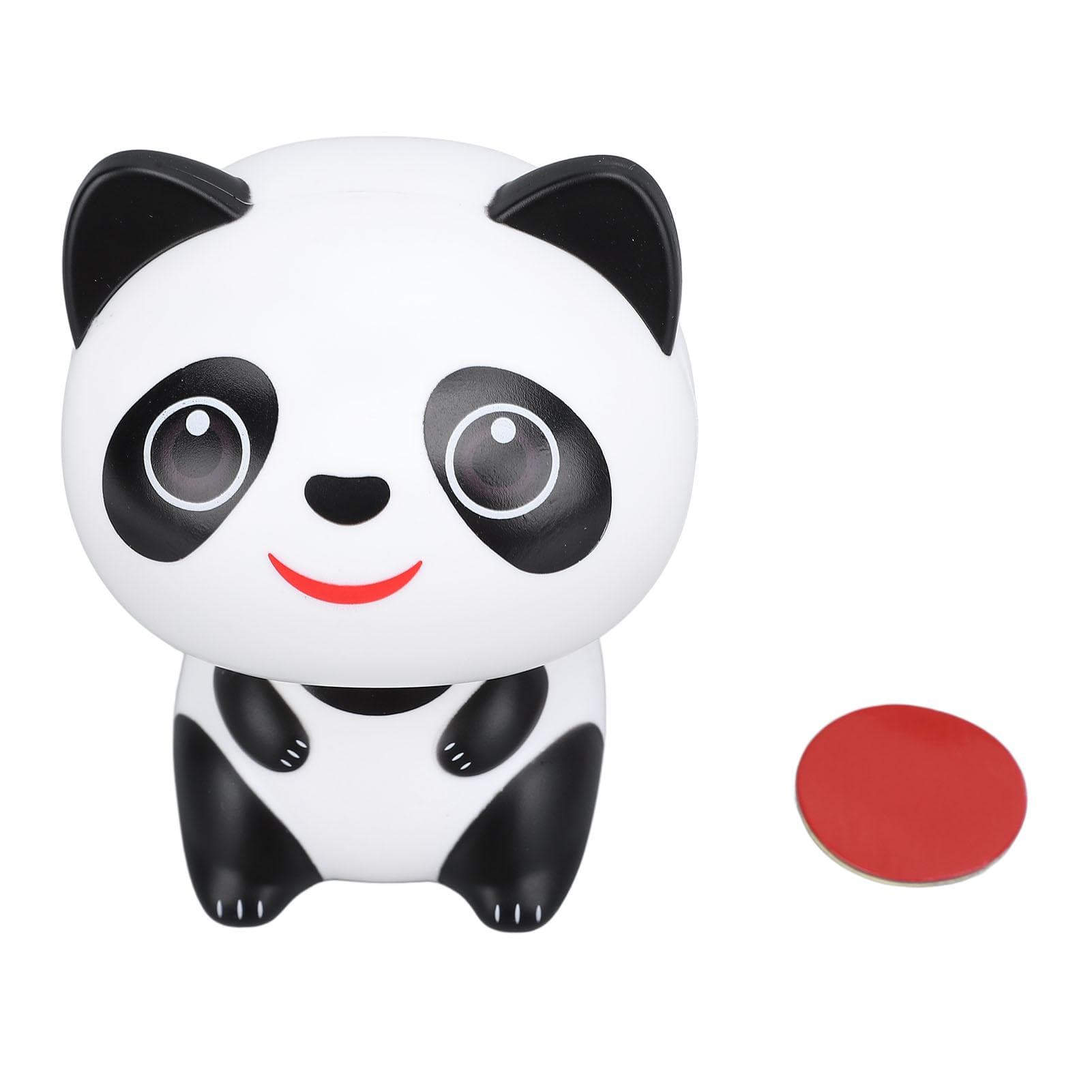 Solar Powered Nodding Panda Figurine ABS Light Sensing Cute Smiling Panda Car Dashboard Ornament
