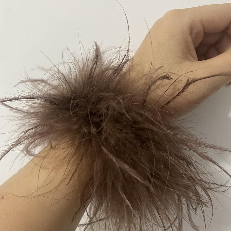 Real Ostrich Feather Cuffs women Wrist Sleeve fur cuff Luxury Furry Feather feather cuff snap bracelet Lady Feather Anklets 2pcs