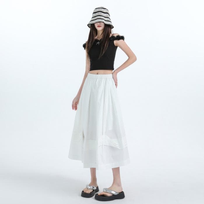 Lace Skirt Spring and Summer Mid-length High-waisted A-line Skirt Women Umbrella Skirt Fluffy Skirt Women Mid-length Skirt Women XL white
