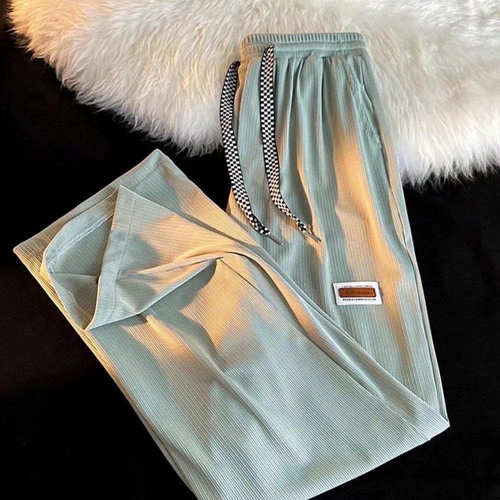 Men's New Summer Straight Loose Sports Pants Wide-leg Versatile Trousers 3XL green