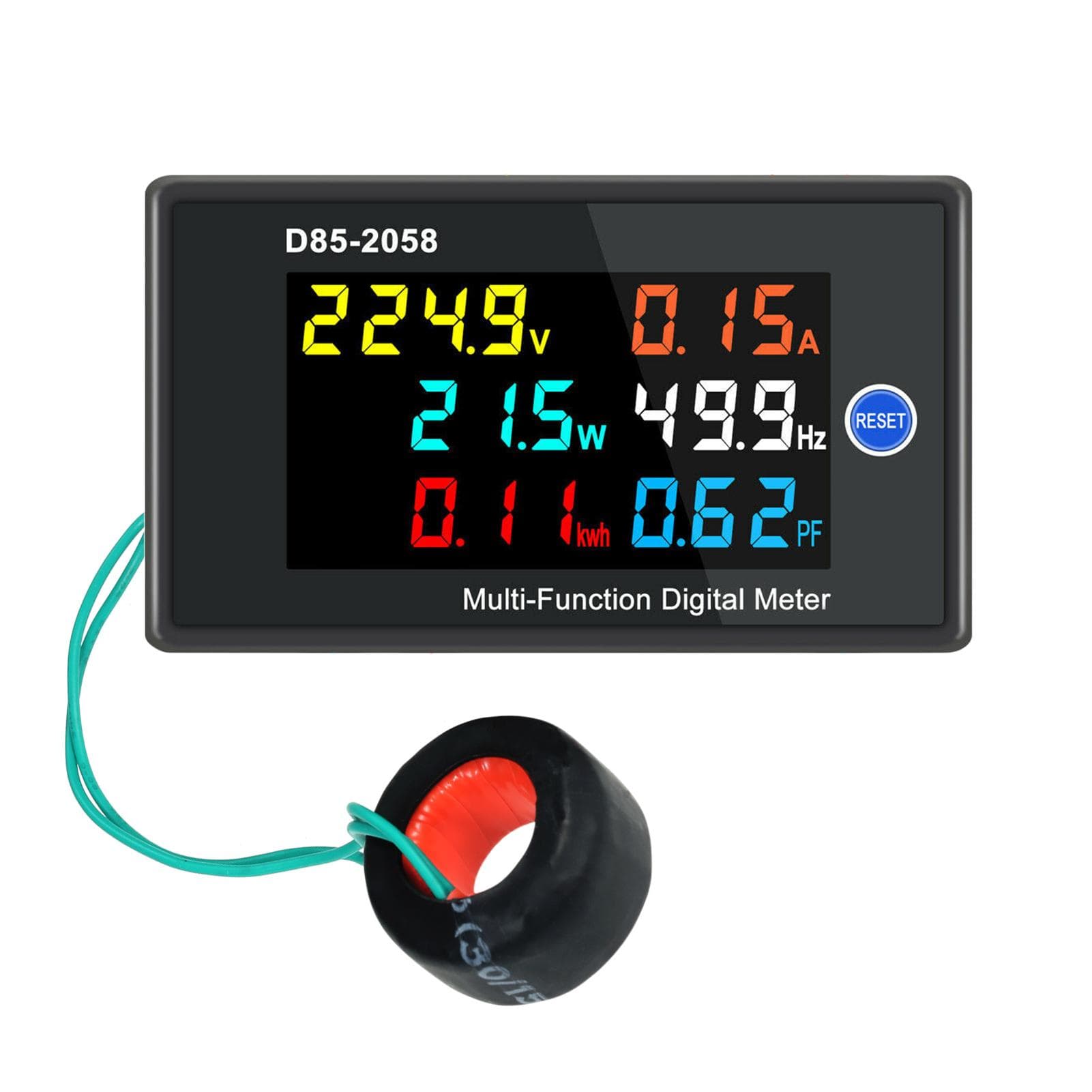 KKmoon Multi-Function Single Phase Digital Meter LCD Display AC Voltage AC Current Power Frequency AC200-450V black