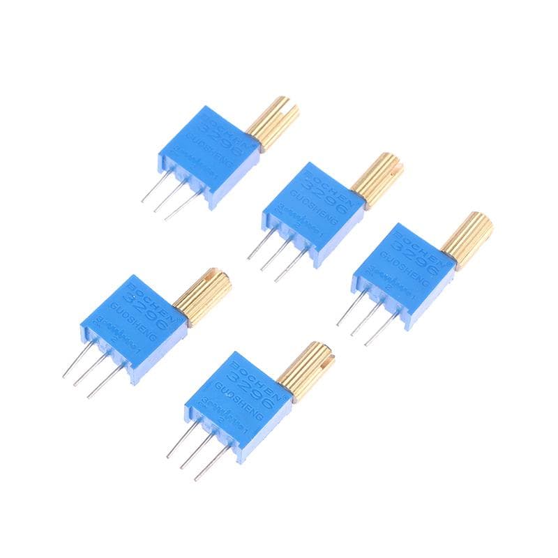5Pcs 3296W Multi-Turn Adjustable Potentiometer 1K2K5K10K20K50K100K200K500K1M Metal Shaft Long Handle W102-(1K)
