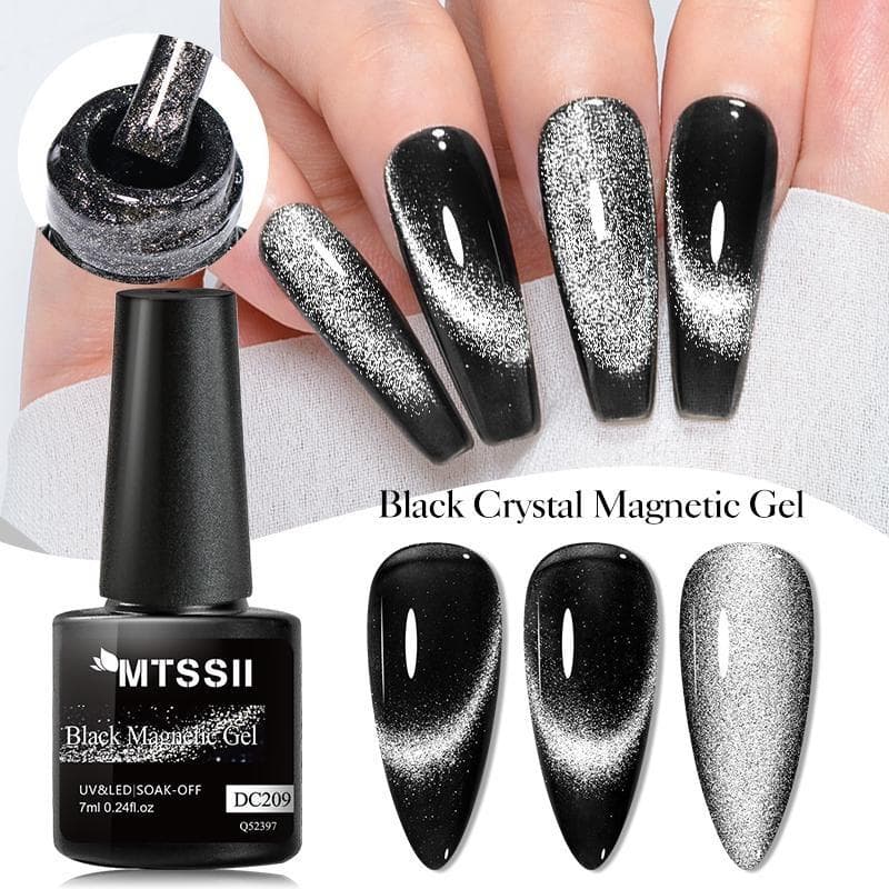 Mtssii 7ml Black Spar Cat Magnetic Gel Nail Polish Crystal Magnetic Nails Polish Semi Permanent UV Gel No Need Base Color DC120