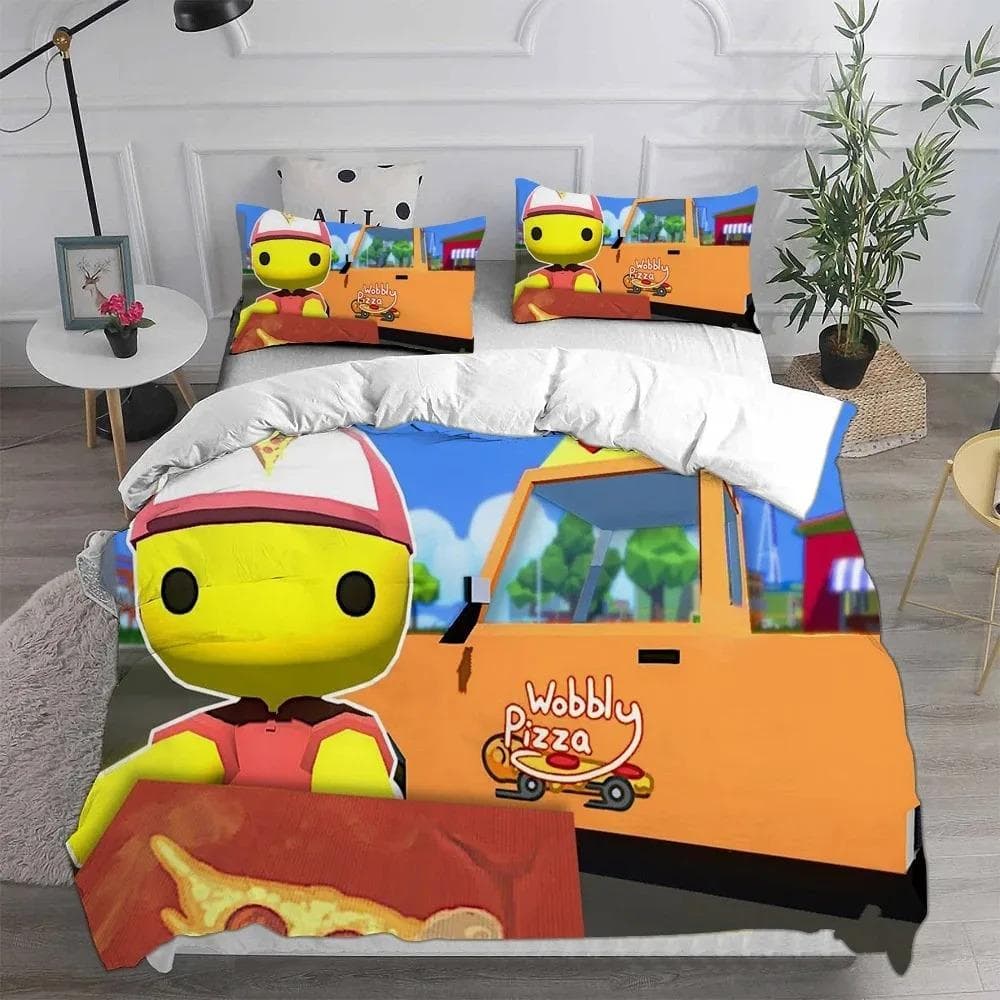 3D Print Wobbly & Life Single Twin Full Queen King Size Quilt Anime Bed Cover Pillow Case 2 3 Pieces Duvet Cover Bedding Sets EU single(135x200cm)