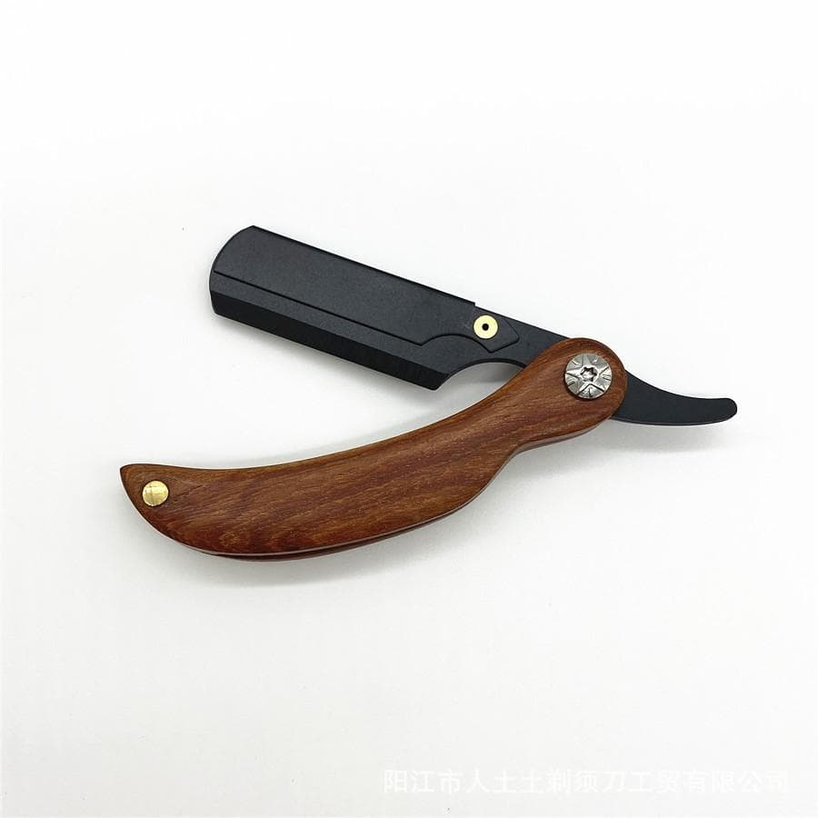 New Blades Shaving Razor MiNi Men's Razor Redwood Handle Barber Hair Cut Razor Portable Change Blade Type Shaving Knife brown