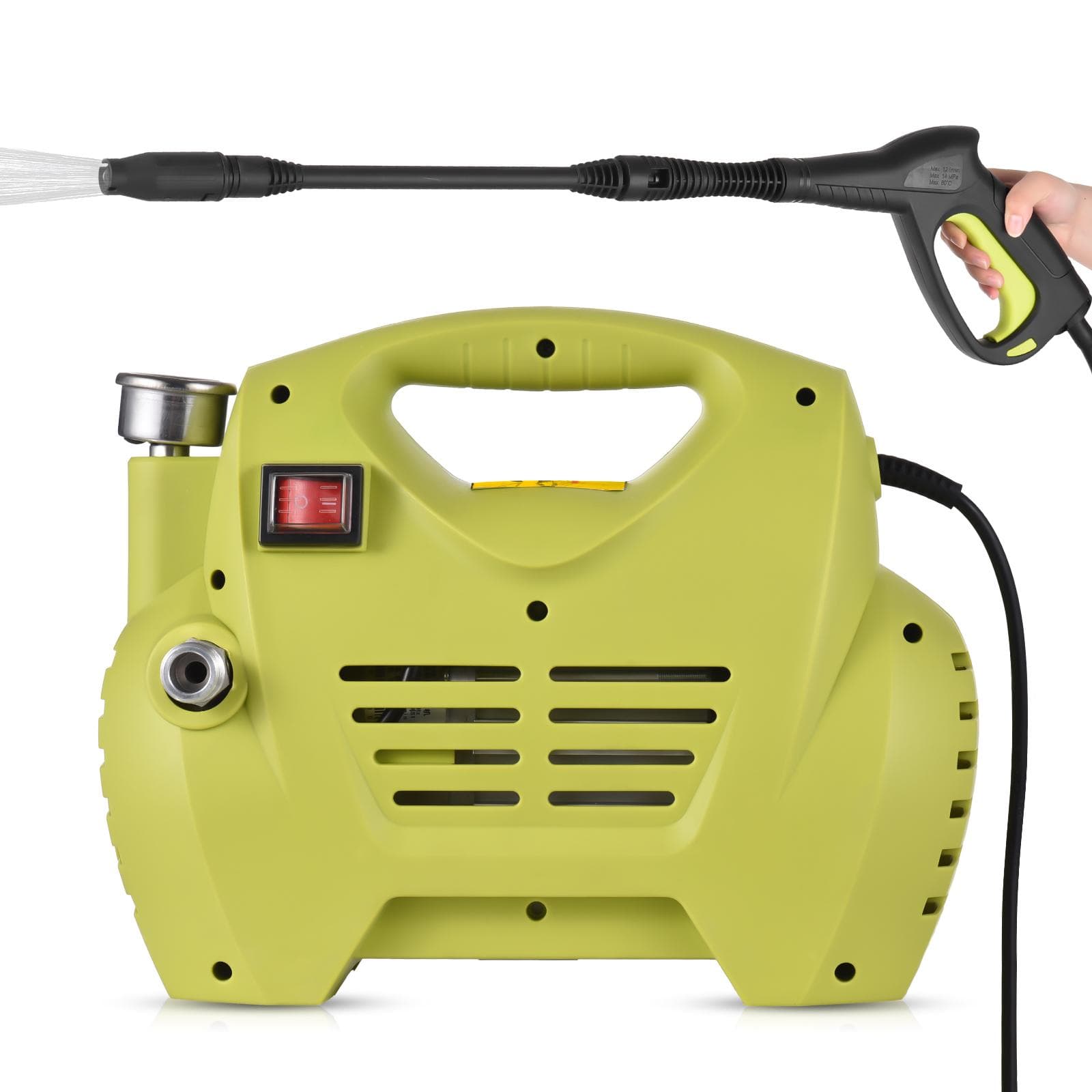 Electric Pressure Washer 1300 PSI Max. Portable High Pressure Power Washer with Adjustable Sprayer US Plug green