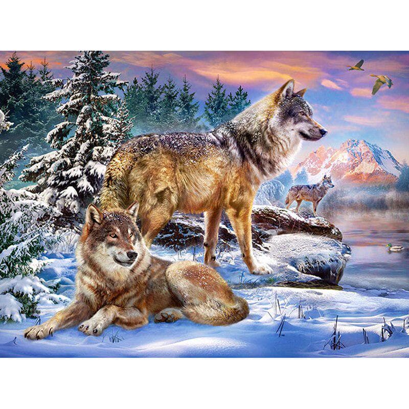 Diamond Painting Wolf Full Round Rhinestone Picture Diamond Embroidery 20X30CM