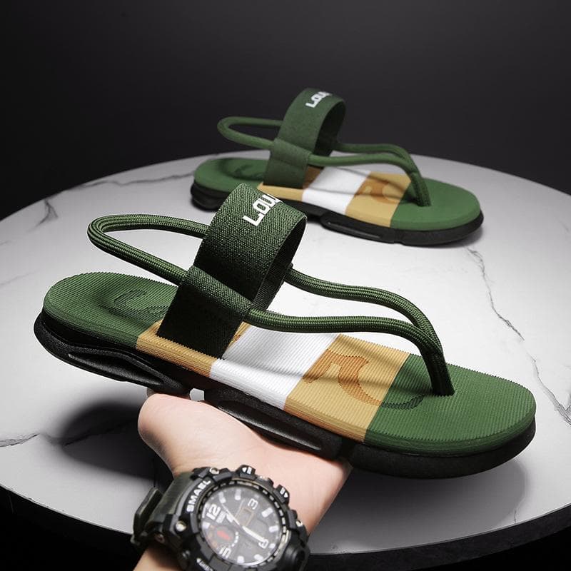 Men's Sandals Summer Outdoor Breathable Beach Sandals Gladiators Casual Roman Shoes 37 green