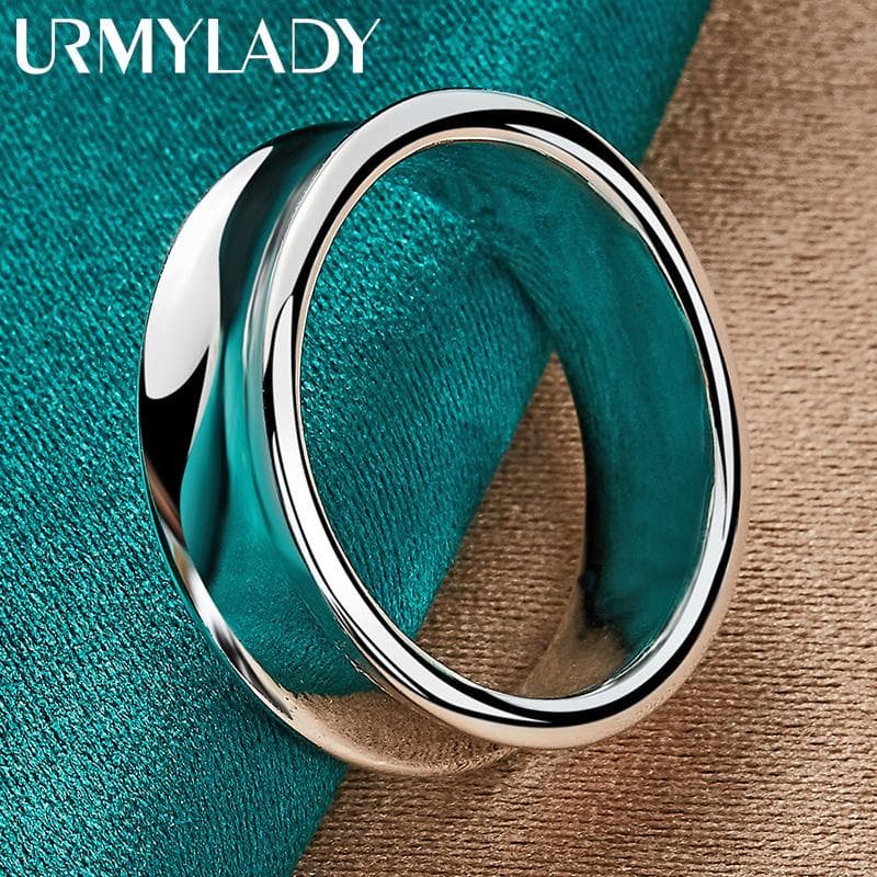 925 Sterling Silver Concave 7-10# Ring For Women Fashion Wedding Party Charm Jewelry 8