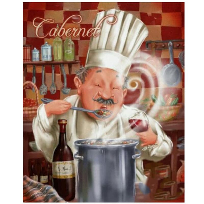 Full 5D Diy Diamond Painting Cooking Chef Mosaic Embroidery Cross Stitch Home Decor Handmade Gift 20X25CM