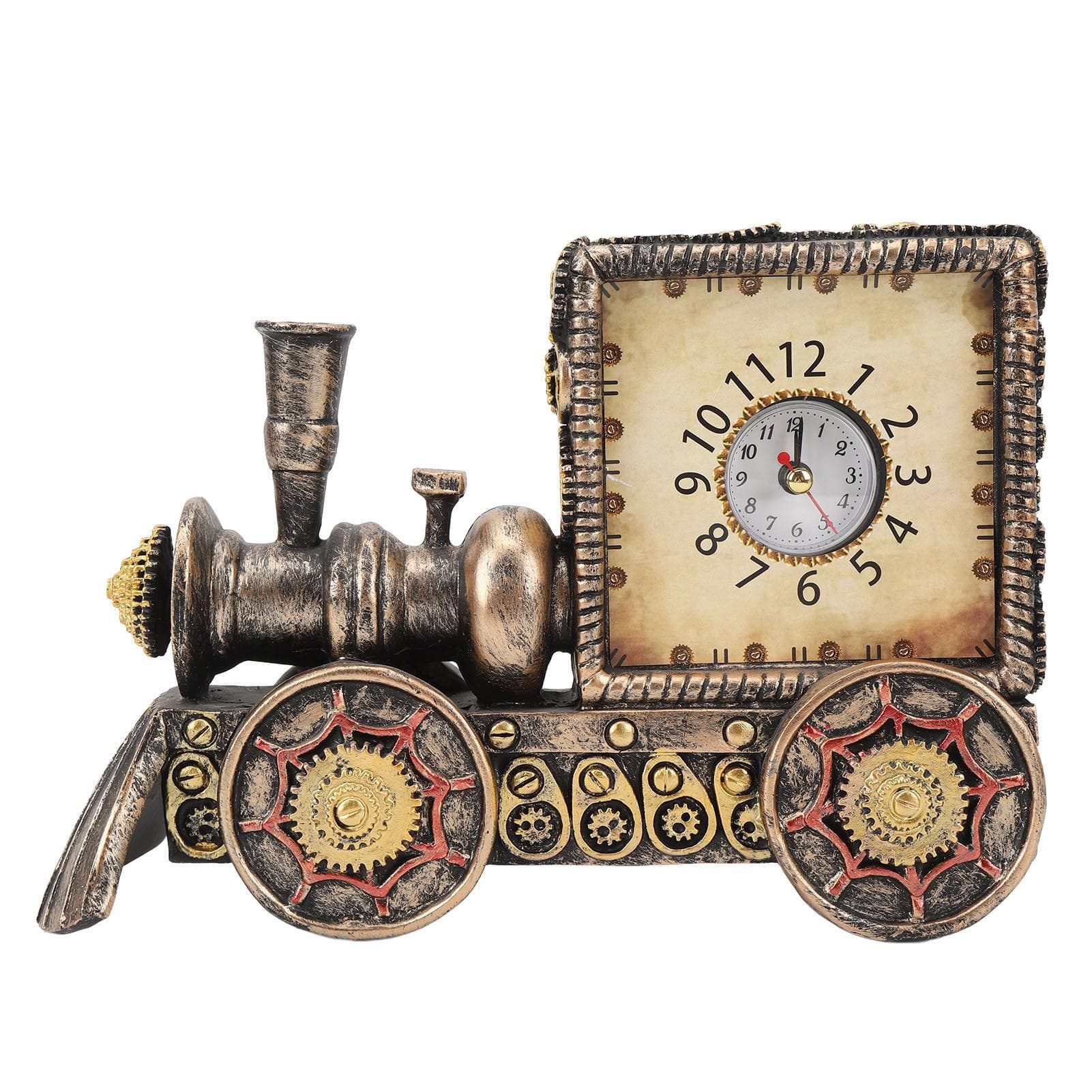 Train Clock Model Resin Exquisite Locomotive Clock for Living Room Bedroom Study Office Home Decor