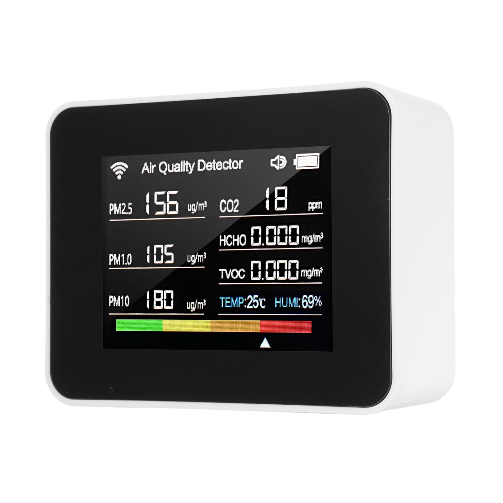 Tuya WiFi Air Quality Meter 13-in-1 Indoor Air Quality Monitor Detects CO₂ TVOC HCHO PM2.5 PM1.0 white