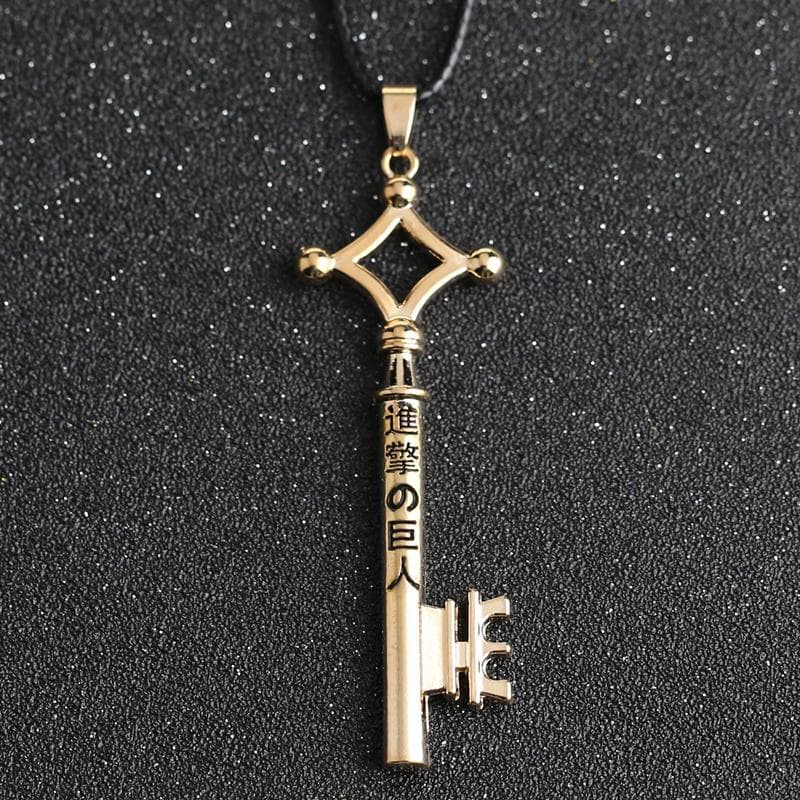 Attack on Titan Necklace Eren Key Shingeki No Kyojin Pendant Fashion Vintage Retro Anime Jewelry for Men Cosplay gold