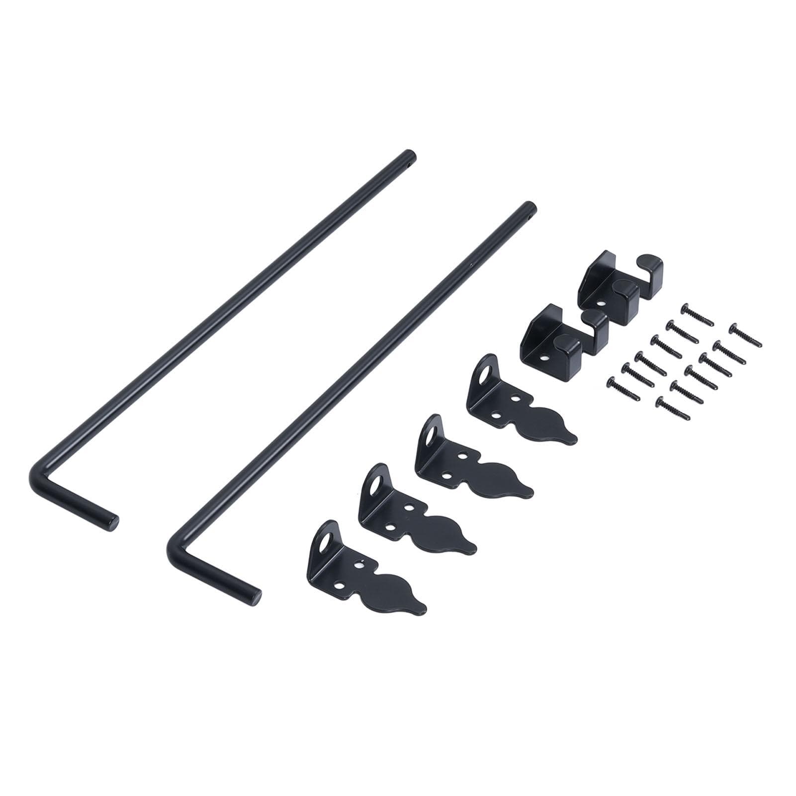 2 Set Gate Ground Latch 18 Inch Rain Proof Black Powder Coating Carbon Steel Drop Rod Gate Stopper