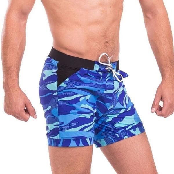 Men's Surfboard Shorts Beach Shorts Swim Shorts Camouflage Printed Quick-Dry Swimming Trunks S blue