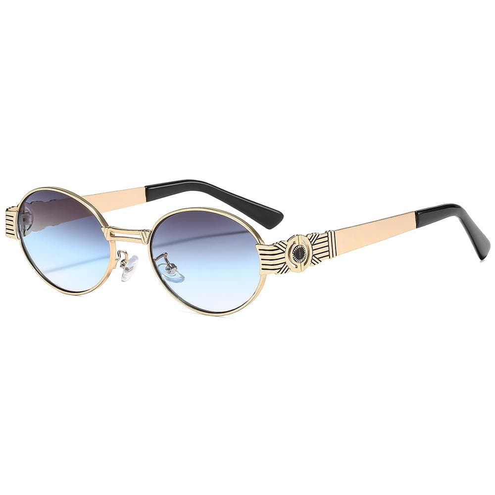 New Retro Oval Gradient Sunglasses UV400 Luxury Frame Punk Street Style for Women Men All Match as picture