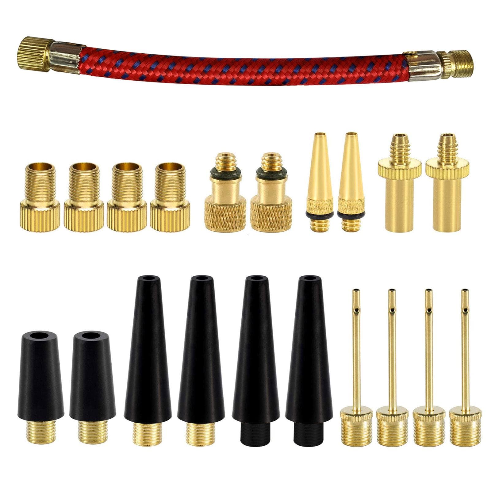 21PCS Bike Tire Valve Adapters, Ball Pump Needle, Adapters Kit as Inflation Devices and Accessories gold