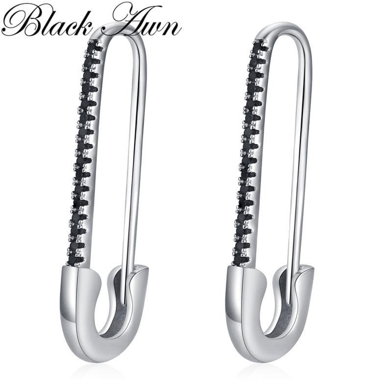 Black Pin Jewelry Black Paperclip Earrings